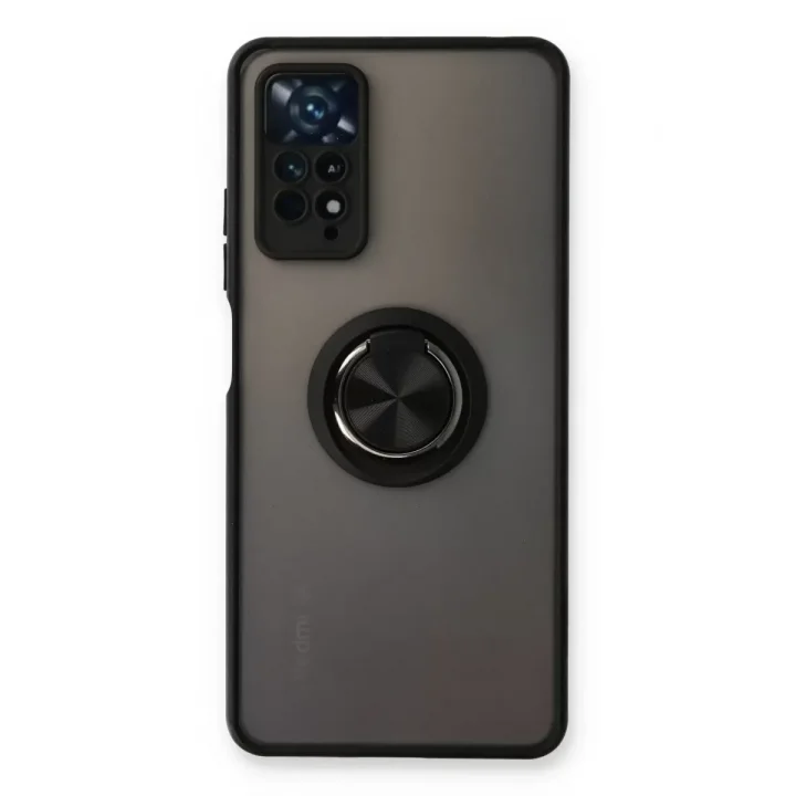 Mey İthalat®   Redmi Note 11 Pro Kılıf Montreal Yüzüklü Silikon Kapak - Siyah