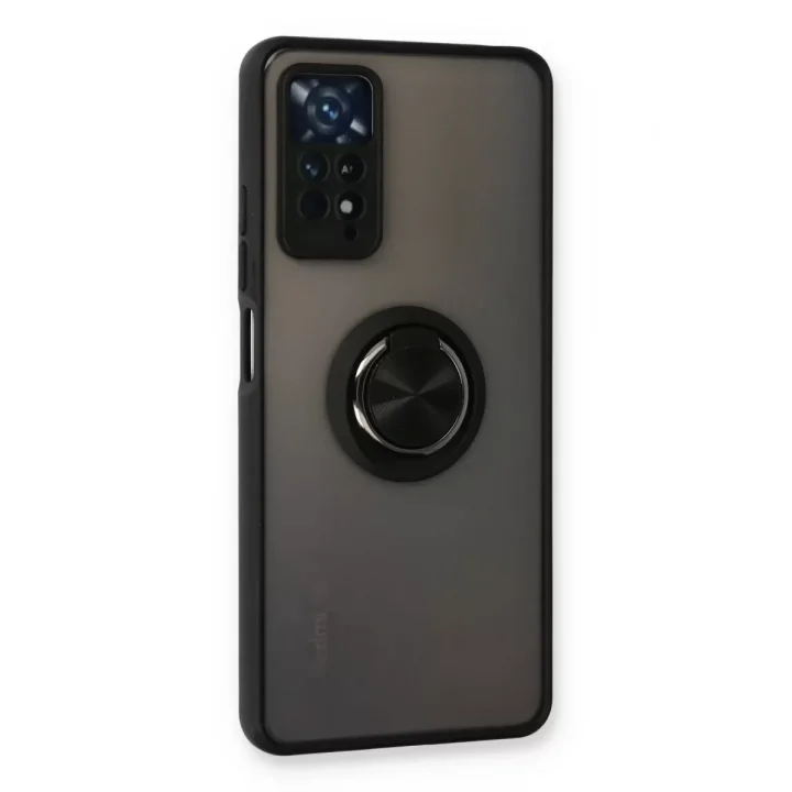 Mey İthalat®   Redmi Note 11 Pro Kılıf Montreal Yüzüklü Silikon Kapak - Siyah