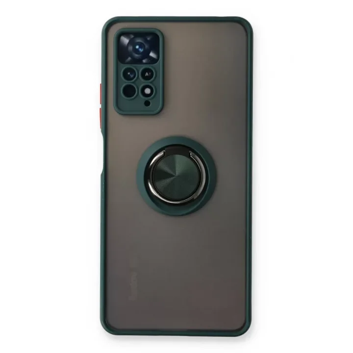 Mey İthalat®   Redmi Note 11 Pro Kılıf Montreal Yüzüklü Silikon Kapak - Yeşil