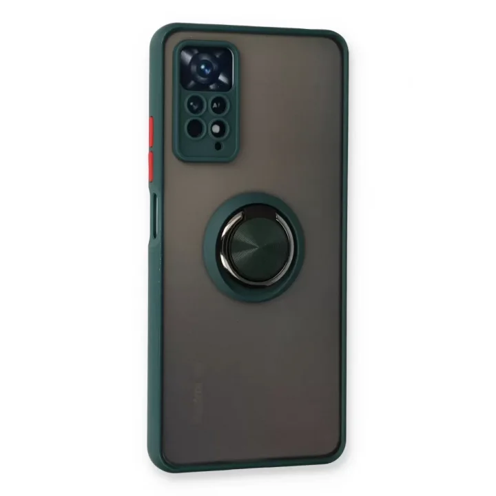 Mey İthalat®   Redmi Note 11 Pro Kılıf Montreal Yüzüklü Silikon Kapak - Yeşil