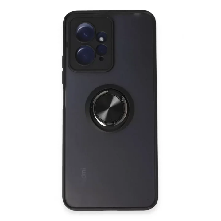 Mey İthalat®   Redmi Note 12 4G Kılıf Montreal Yüzüklü Silikon Kapak - Siyah