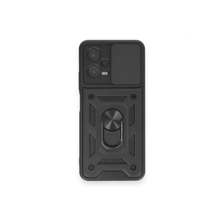 Mey İthalat®   Redmi Note 12 4G Kılıf Pars Lens Yüzüklü Silikon - Siyah