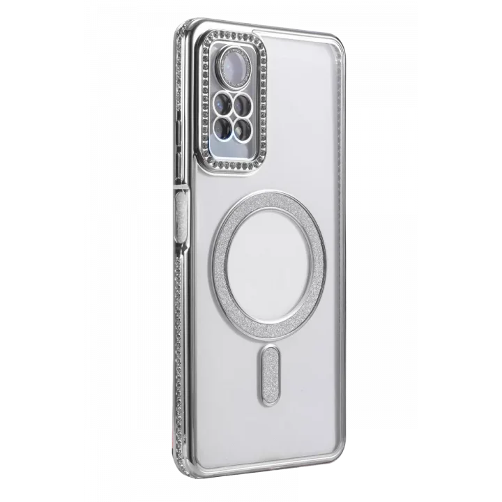 Mey İthalat®   Redmi Note 12 Pro 4G Joke Simli Magneticsafe Kılıf - Gümüş