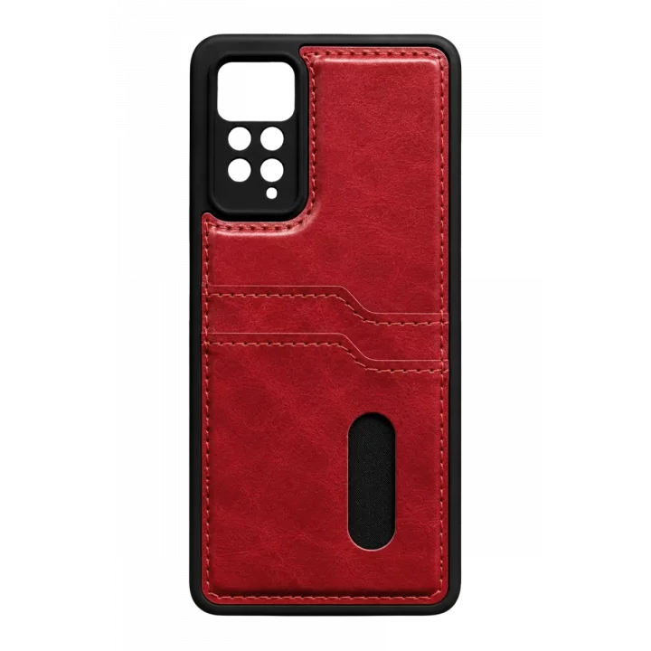 Mey İthalat®   Redmi Note 12 Pro 4G Kılıf Sara Kartvizitli Deri Kılıf - Kırmızı