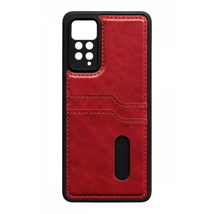 Mey İthalat®   Redmi Note 12 Pro 4G Kılıf Sara Kartvizitli Deri Kılıf - Kırmızı