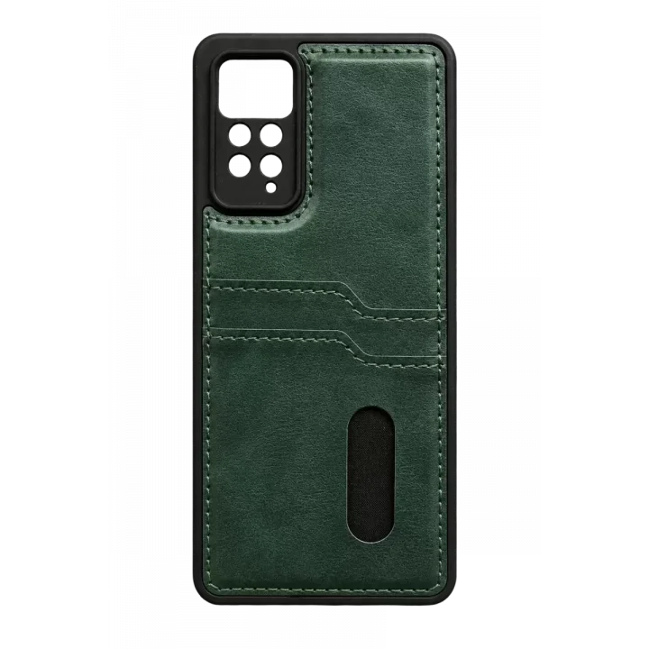 Mey İthalat®   Redmi Note 12 Pro 4G Kılıf Sara Kartvizitli Deri Kılıf - Koyu Yeşil