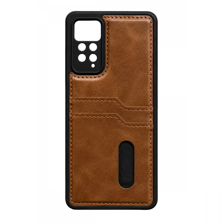 Mey İthalat®   Redmi Note 12 Pro 4G Kılıf Sara Kartvizitli Deri Kılıf - Taba