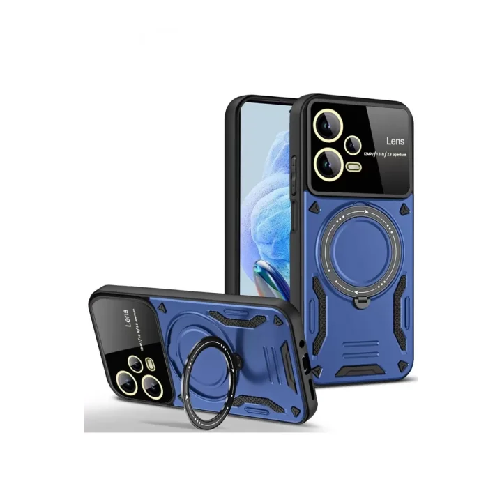 Mey İthalat®   Redmi Note 12 Pro 5G Kılıf Joy Lens Standlı Kapak - Lacivert