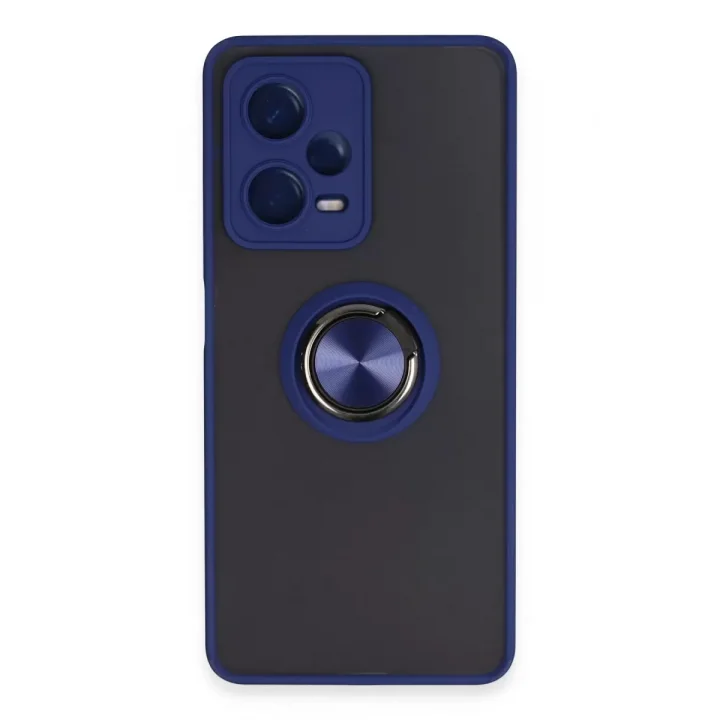 Mey İthalat®   Redmi Note 12 Pro 5G Kılıf Montreal Yüzüklü Silikon Kapak - Lacivert