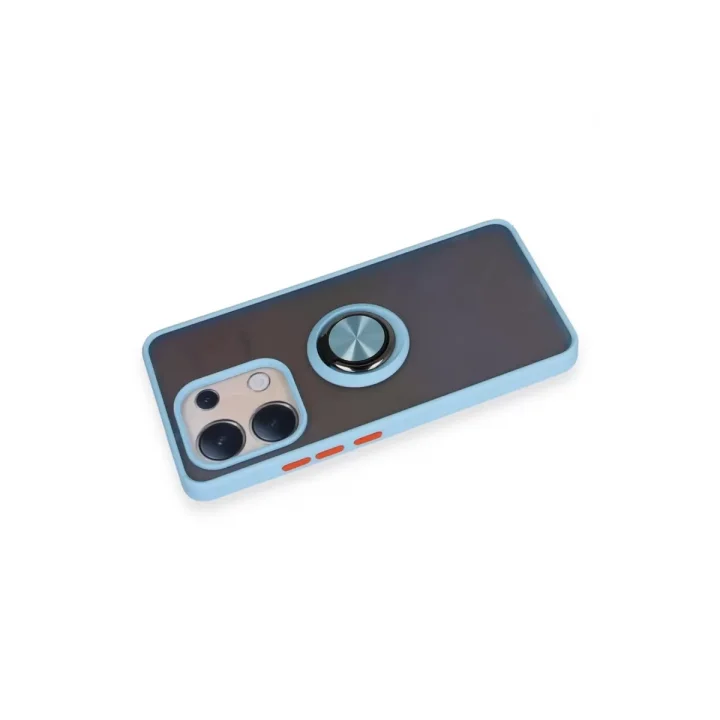 Mey İthalat®   Redmi Note 13 4G Kılıf Montreal Yüzüklü Silikon Kapak - Buz Mavi