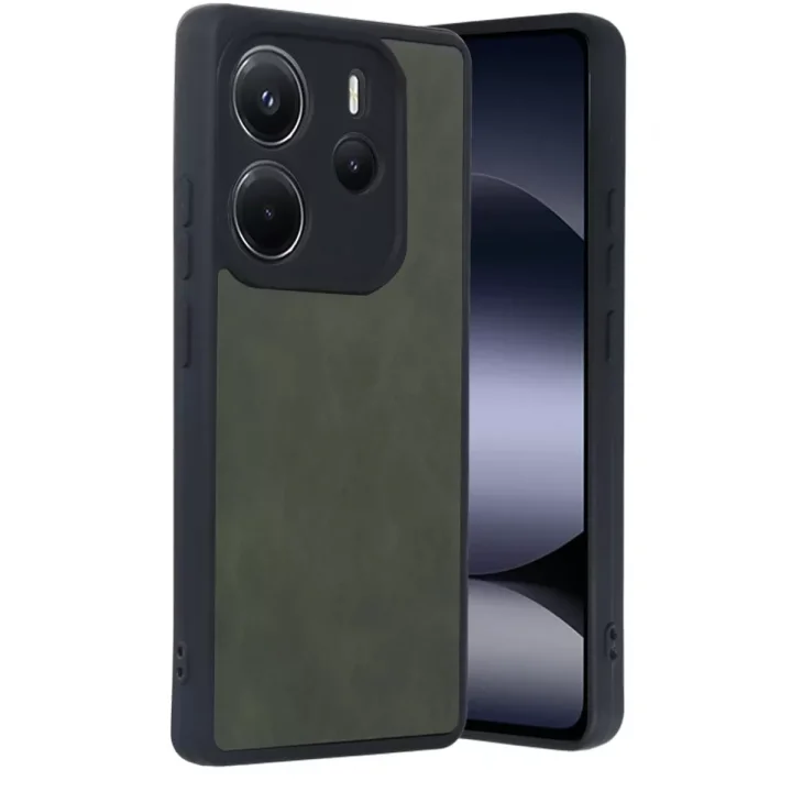 Mey İthalat®   Redmi Note 14 4G Kılıf Aras Deri Kapak - Koyu Yeşil