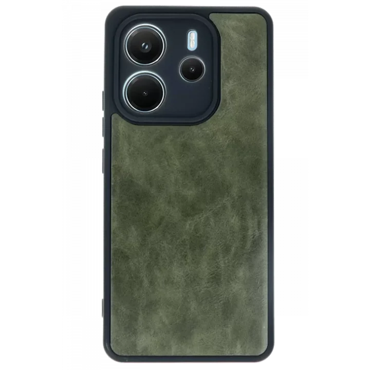 Mey İthalat®   Redmi Note 14 4G Kılıf Aras Deri Kapak - Koyu Yeşil