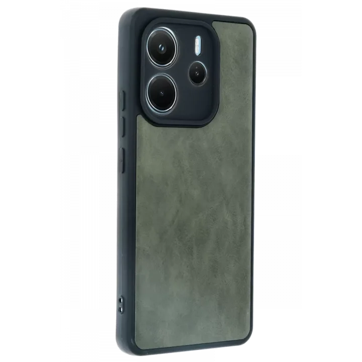 Mey İthalat®   Redmi Note 14 4G Kılıf Aras Deri Kapak - Koyu Yeşil