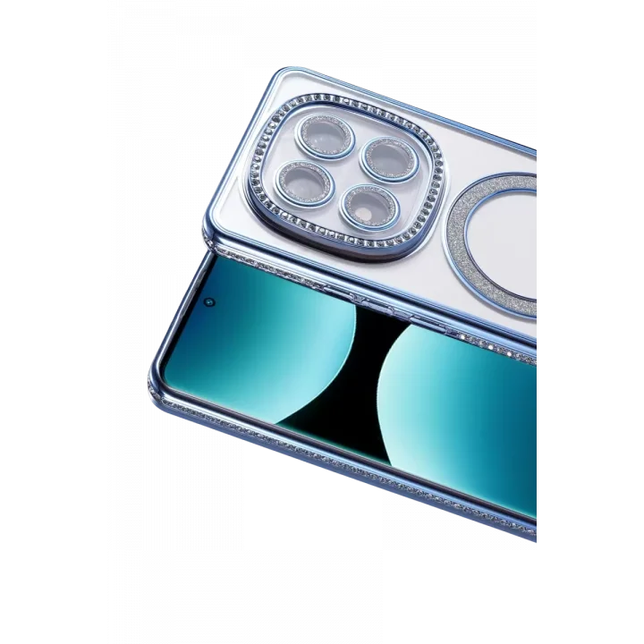 Mey İthalat®   Redmi Note 15 4G Joke Simli Magneticsafe Kılıf - Mavi