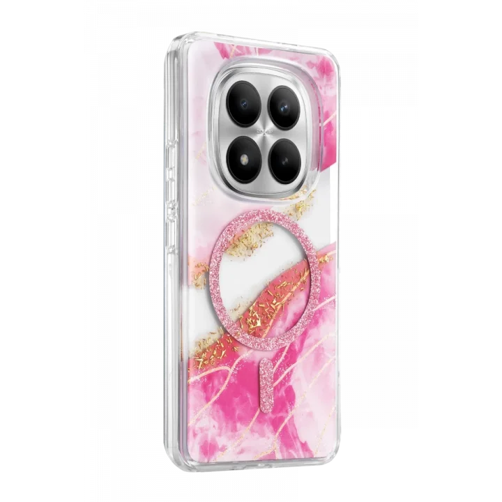Mey İthalat®   Redmi Note 15 4G Lotus Simli Magsafe Kapak - Pembe