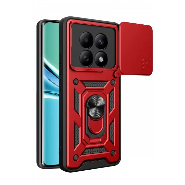 Mey İthalat®   Redmi Note 15 4G Pars Lens Yüzüklü Silikon - Kırmızı