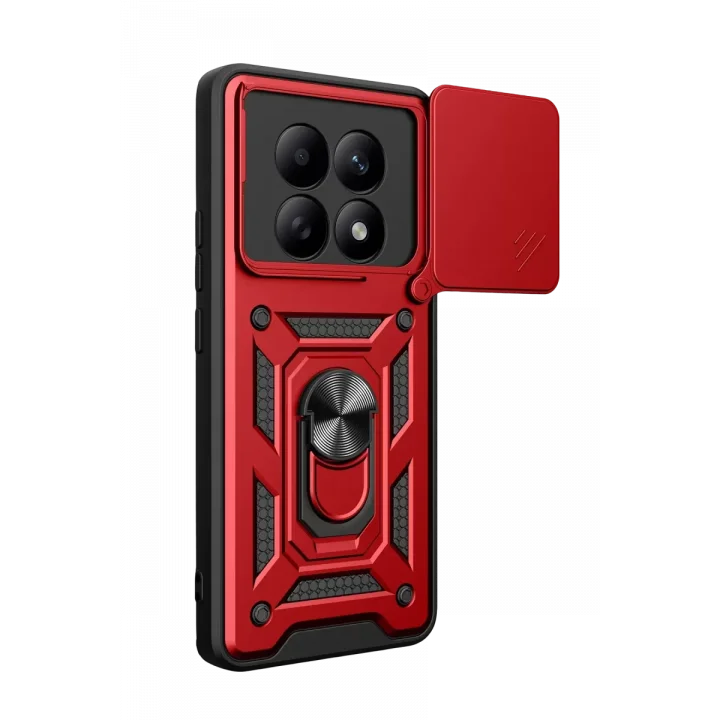 Mey İthalat®   Redmi Note 15 4G Pars Lens Yüzüklü Silikon - Kırmızı