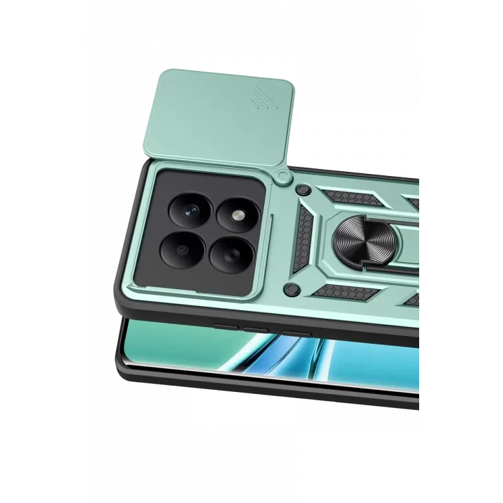 Mey İthalat®   Redmi Note 15 4G Pars Lens Yüzüklü Silikon - Yeşil