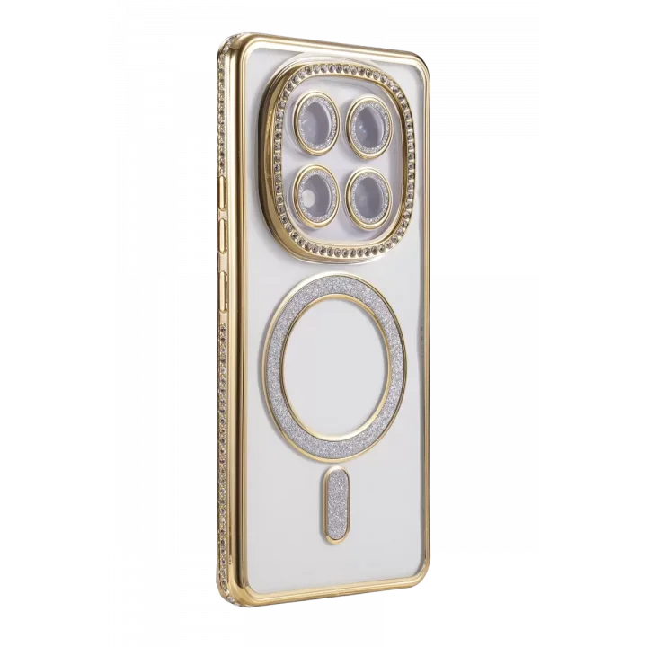 Mey İthalat®   Redmi Note 15 Pro 4G Joke Simli Magneticsafe Kılıf - Gold