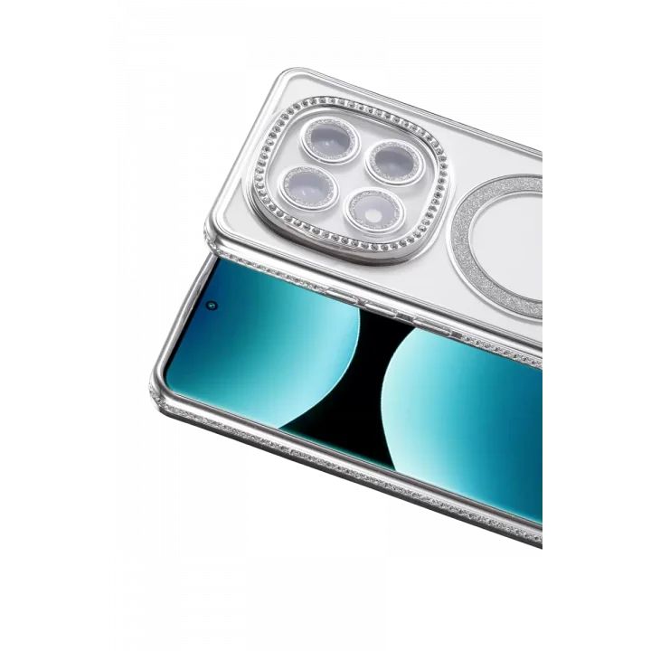Mey İthalat®   Redmi Note 15 Pro 4G Joke Simli Magneticsafe Kılıf - Gümüş