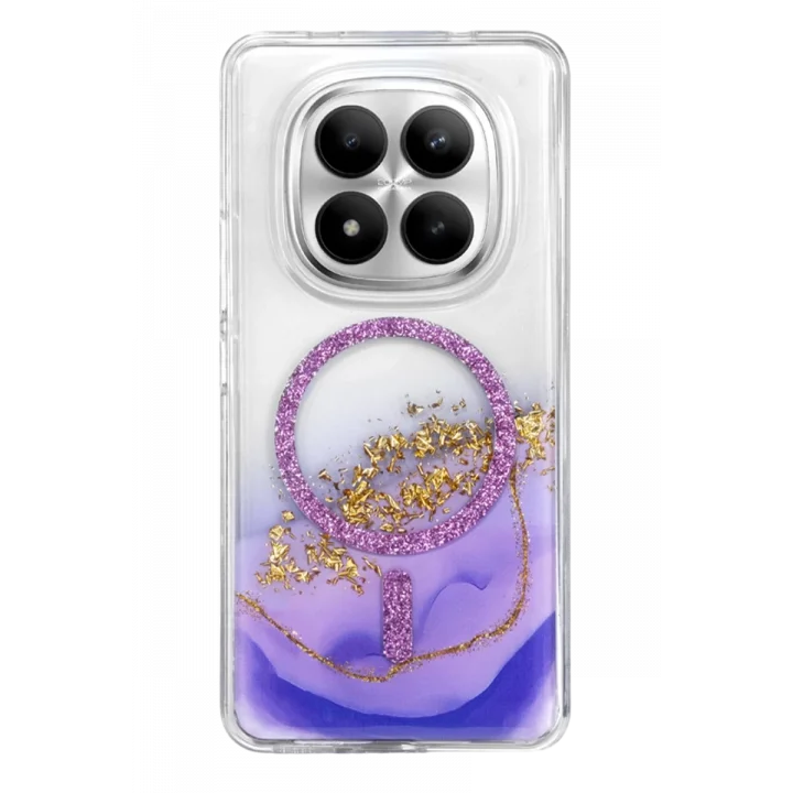 Mey İthalat®   Redmi Note 15 Pro 4G Lotus Simli Magsafe Kapak - Mor
