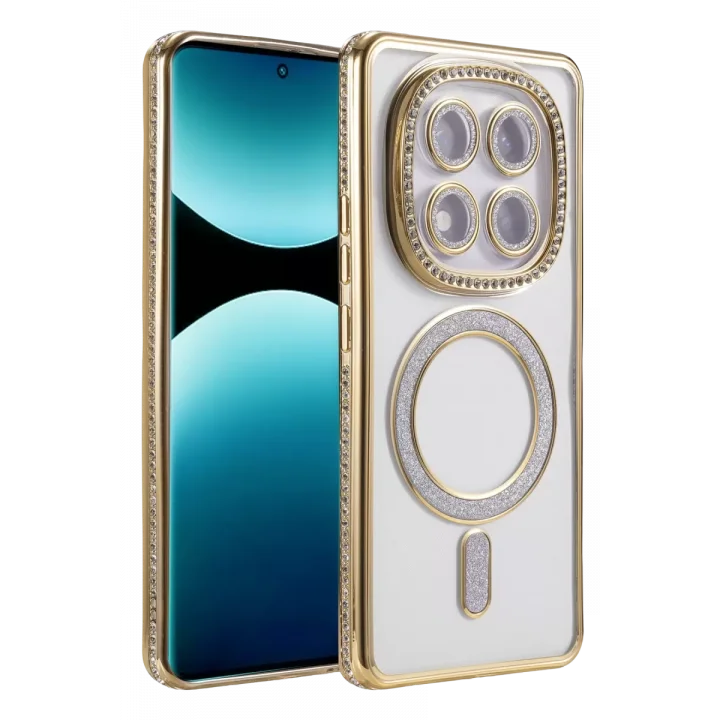 Mey İthalat®   Redmi Note 15 Pro 5G Joke Simli Magneticsafe Kılıf - Gold