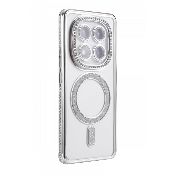 Mey İthalat®   Redmi Note 15 Pro 5G Joke Simli Magneticsafe Kılıf - Gümüş