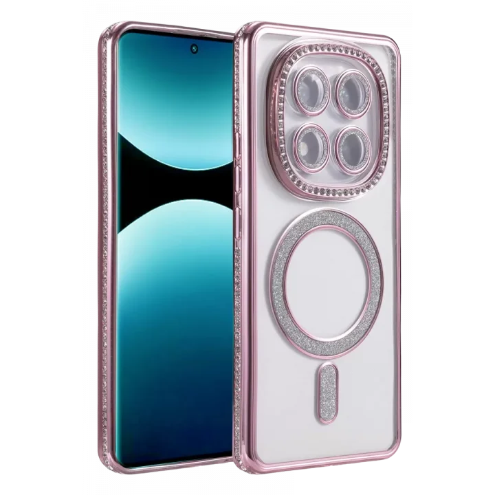 Mey İthalat®   Redmi Note 15 Pro 5G Joke Simli Magneticsafe Kılıf - Pembe