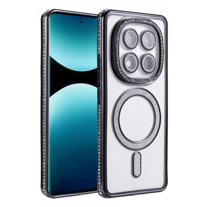 Mey İthalat®   Redmi Note 15 Pro 5G Joke Simli Magneticsafe Kılıf - Siyah