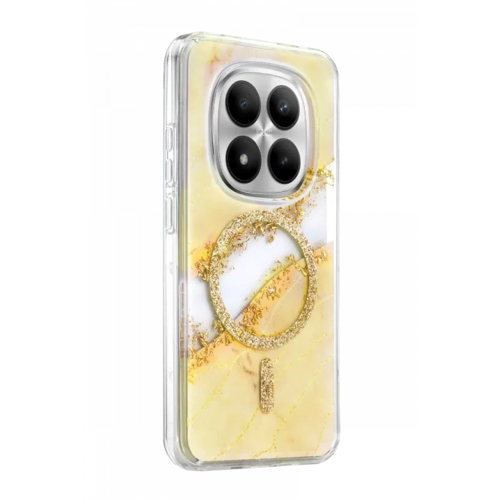 Mey İthalat®   Redmi Note 15 Pro 5G Lotus Simli Magsafe Kapak - Gümüş