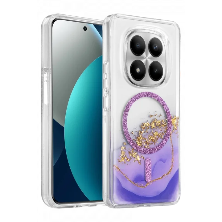 Mey İthalat®   Redmi Note 15 Pro 5G Lotus Simli Magsafe Kapak - Mor