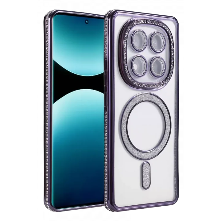 Mey İthalat®   Redmi Note 15 Pro Plus 5G Joke Simli Magneticsafe Kılıf - Derin Mor