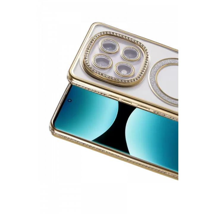 Mey İthalat®   Redmi Note 15 Pro Plus 5G Joke Simli Magneticsafe Kılıf - Gold