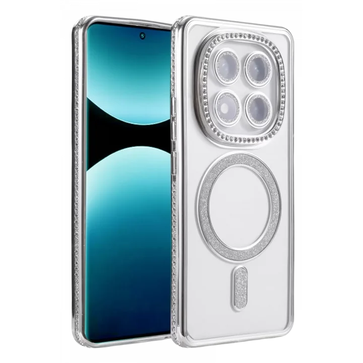 Mey İthalat®   Redmi Note 15 Pro Plus 5G Joke Simli Magneticsafe Kılıf - Gümüş