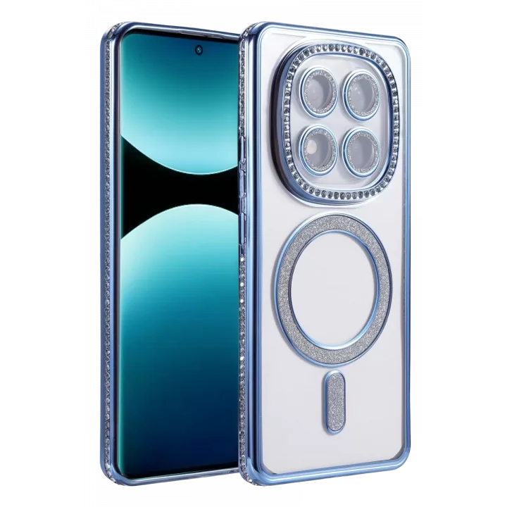 Mey İthalat®   Redmi Note 15 Pro Plus 5G Joke Simli Magneticsafe Kılıf - Mavi