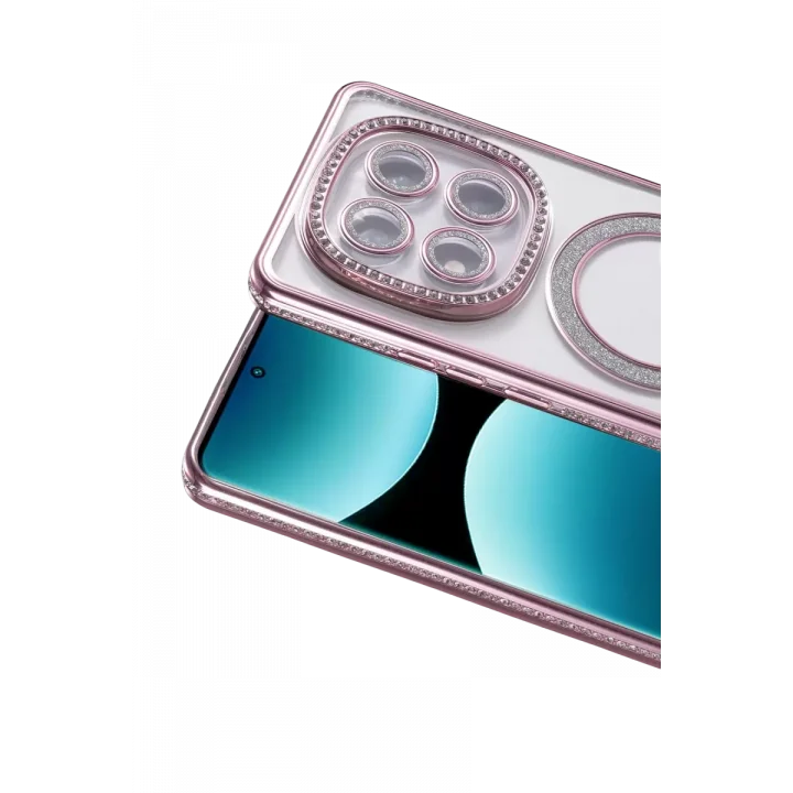 Mey İthalat®   Redmi Note 15 Pro Plus 5G Joke Simli Magneticsafe Kılıf - Pembe