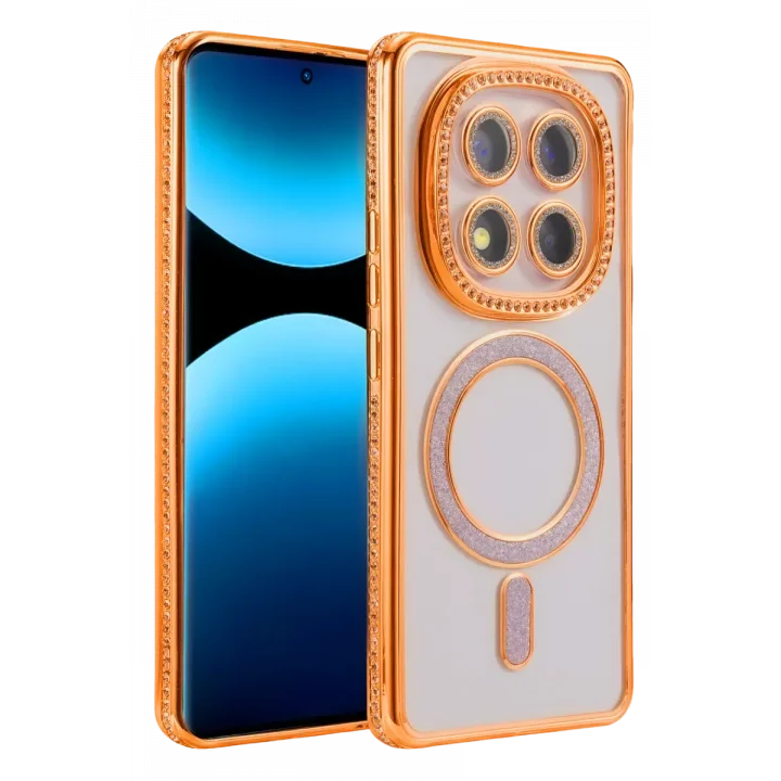 Mey İthalat®   Redmi Note 15 Pro Plus 5G Joke Simli Magneticsafe Kılıf - Turuncu