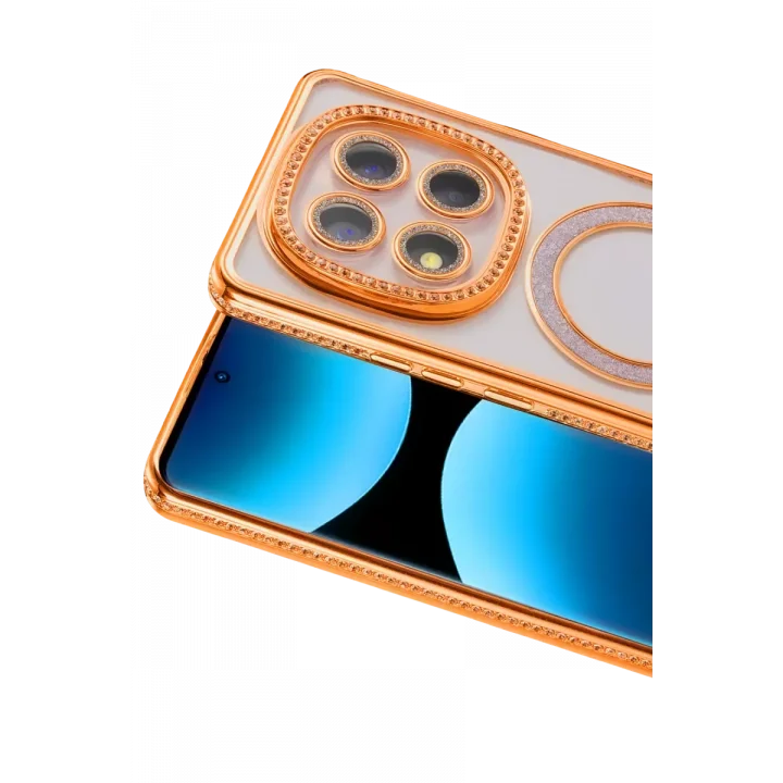 Mey İthalat®   Redmi Note 15 Pro Plus 5G Joke Simli Magneticsafe Kılıf - Turuncu
