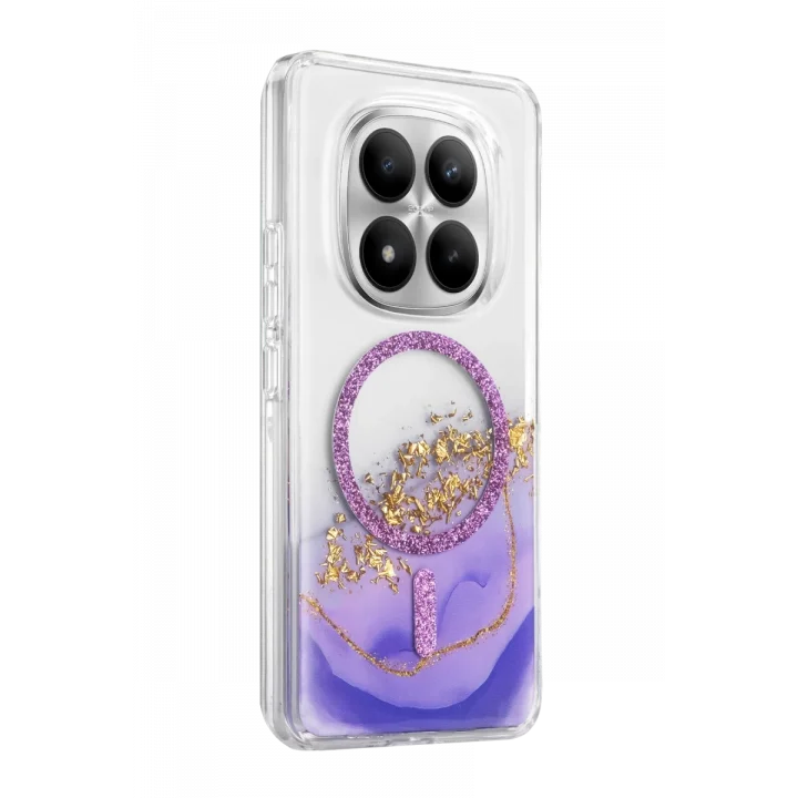 Mey İthalat®   Redmi Note 15 Pro Plus 5G Lotus Simli Magsafe Kapak - Mor