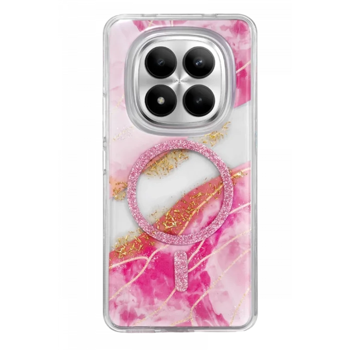 Mey İthalat®   Redmi Note 15 Pro Plus 5G Lotus Simli Magsafe Kapak - Pembe