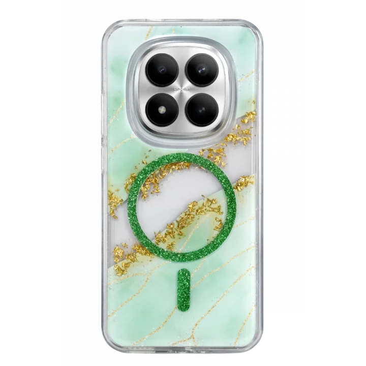 Mey İthalat®   Redmi Note 15 Pro Plus 5G Lotus Simli Magsafe Kapak - Yeşil