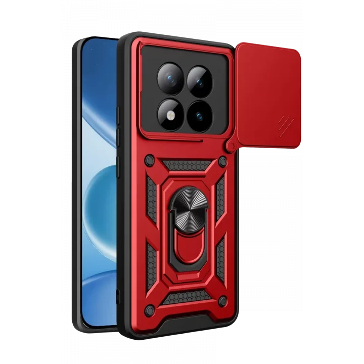 Mey İthalat®   Redmi Note 15 Pro Plus 5G Pars Lens Yüzüklü Silikon - Kırmızı