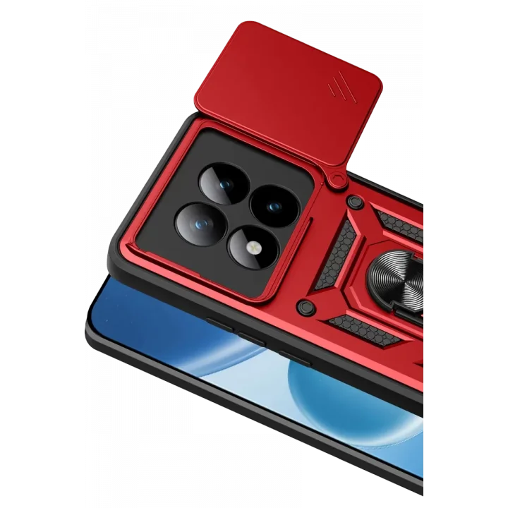 Mey İthalat®   Redmi Note 15 Pro Plus 5G Pars Lens Yüzüklü Silikon - Kırmızı