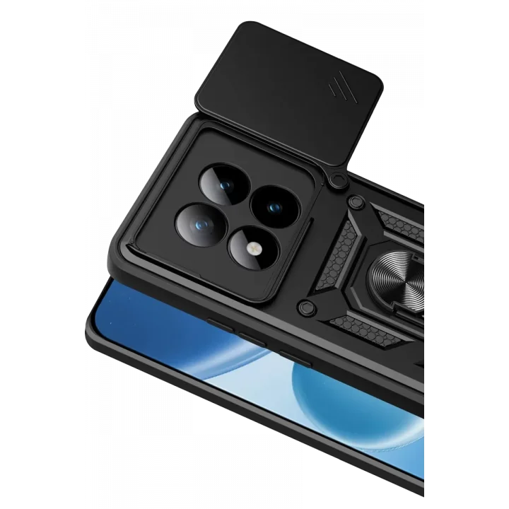 Mey İthalat®   Redmi Note 15 Pro Plus 5G Pars Lens Yüzüklü Silikon - Siyah