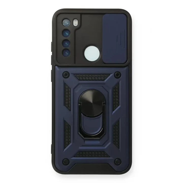 Mey İthalat®   Redmi Note 8 Kılıf Pars Lens Yüzüklü Silikon - Lacivert