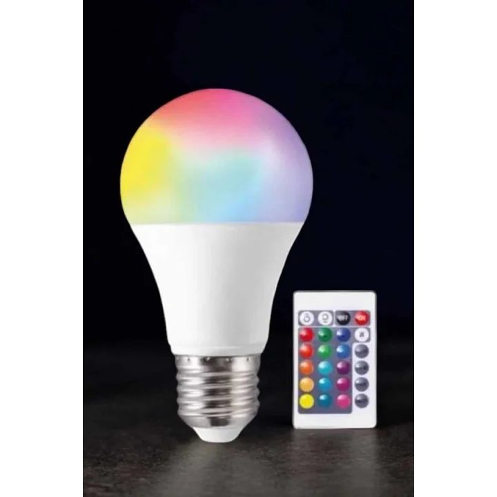 Mey İthalat® Renk Değiştirebilen RGB Işıklı Led Ampul A+Enerji 10 Watt Led Işık