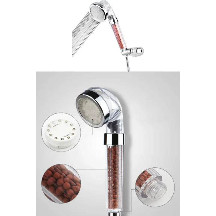 Mey İthalat®  Renk Değiştiren Led Işıklı Su Tasarruflu Basınçlı Duş Başlığı