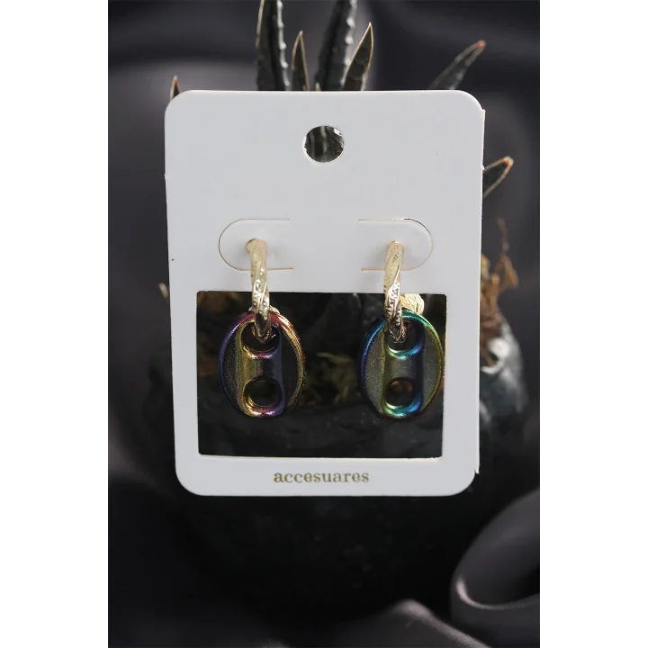 Mey İthalat® Renkli Hematit Taşlı Küpe Seti