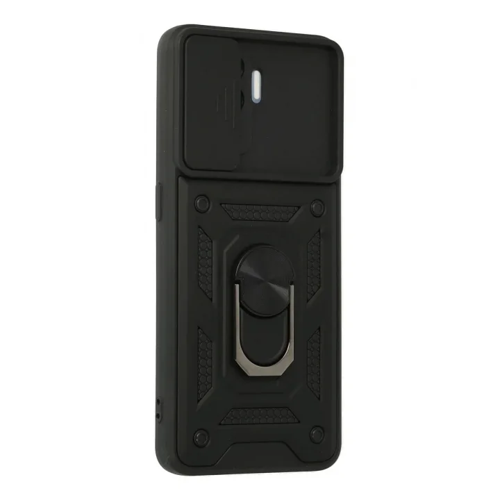 Mey İthalat®   Reno 5 Lite Kılıf Pars Lens Yüzüklü Silikon - Siyah