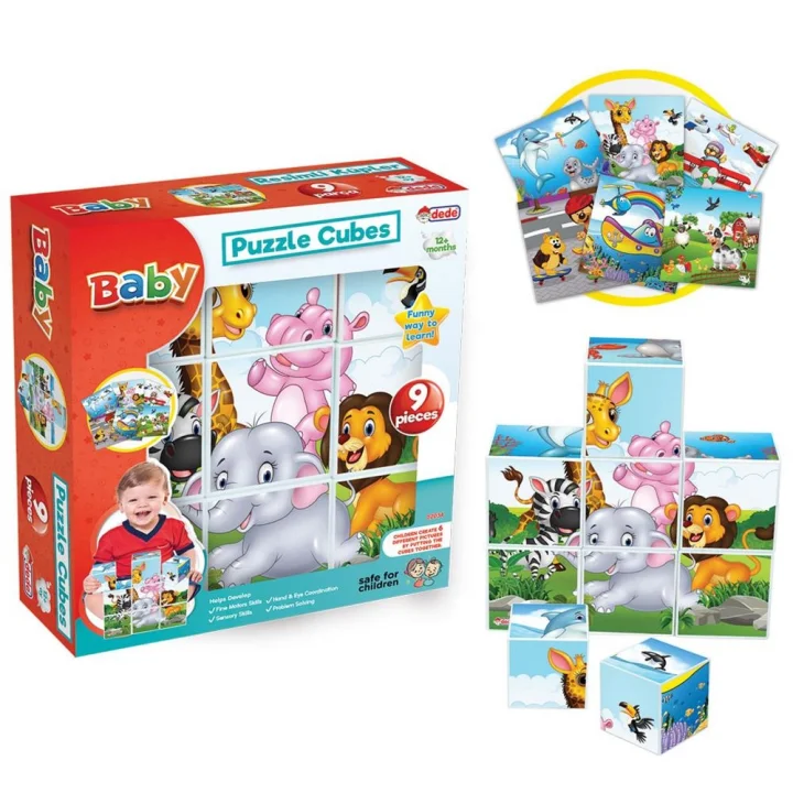 Mey İthalat® Resimli Küpler 9 Parça  Bebek Aktivite Oyun Seti